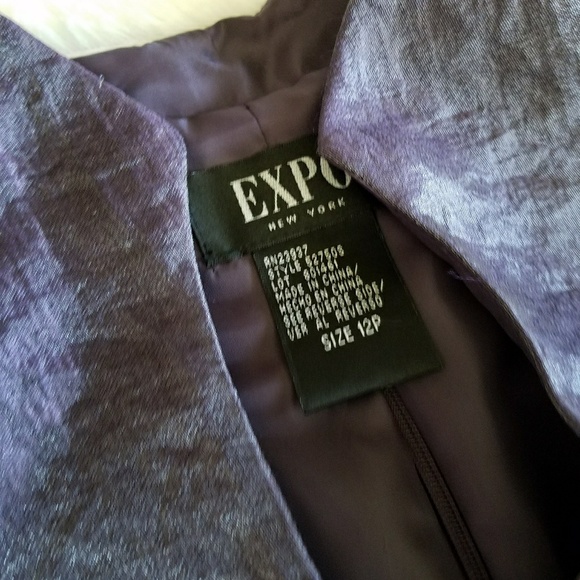 Purple silver shimmer elegant top tunic open back brooch embellished 12P - Picture 6 of 7